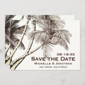 トロピカルヴィンテージパームツリーズビーチ結婚式 セーブザデート (正面/裏面)