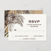 トロピカルヴィンテージパームツリーズビーチ結婚式 出欠カード (正面/裏面)