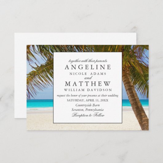 トロピカルヴィンテージビーチショアパー結婚ムズ 招待状 (正面/裏面)