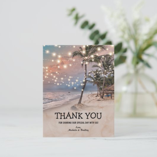 トロピカルヴィンテージビーチ結婚式ありがとう サンキューカード (スタンド正面)