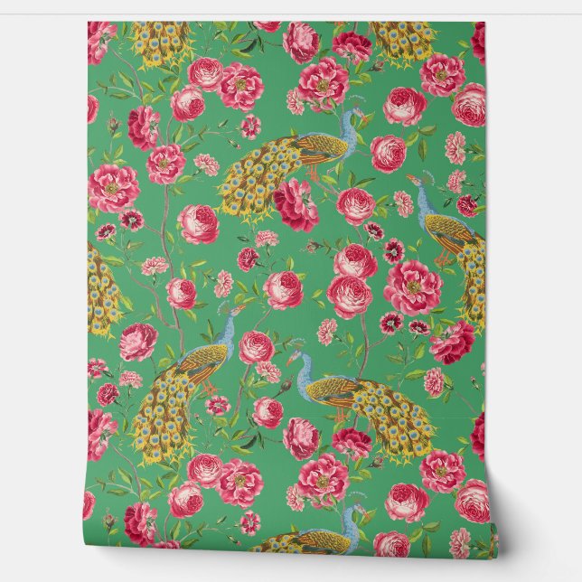 トロピカルヴィンテージピーコックガーデンロコチノイスリー 壁紙 (ほどく)