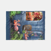 トロピカルヴィンテージブルーマーブルパレスオールオーバープリント フリースブランケット (正面(横))