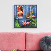 トロピカルヴィンテージブルーマーブルパレス キャンバスプリント (インサイチュ (リビング))