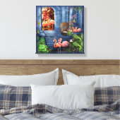 トロピカルヴィンテージブルーマーブルパレス キャンバスプリント (インサイチュ (寝室))