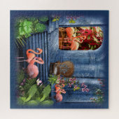 トロピカルヴィンテージブルーマーブルパレス ジグソーパズル (横)