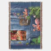 トロピカルヴィンテージブルーマーブルパレス スローブランケット (正面縦)