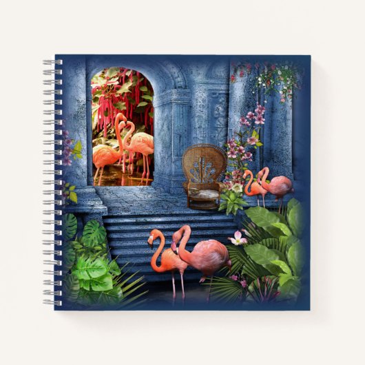 トロピカルヴィンテージブルーマーブルパレス ノートブック (正面)