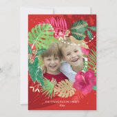 トロピカル図解入りの、写真付きのクリスマスリース写真 シーズンカード (正面)