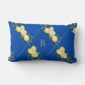 トロピカル地中海のコバルトブルーモノグラム ランバークッション (裏面)