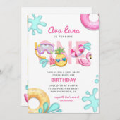 トロピカル夏ビーチガール1stバースデーフォト 招待状 (正面/裏面)