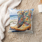 トロピカル女性のカーボーイブーツウェスタンミートコースト クッション (ブランケット)