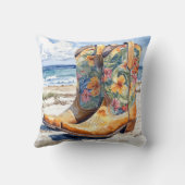 トロピカル女性のカーボーイブーツウェスタンミートコースト クッション (裏面)