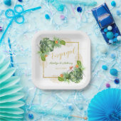 トロピカル婚約パーティウォーターカラーパームフローラ ペーパープレート (パーティー)