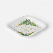 トロピカル婚約パーティウォーターカラーパームフローラ ペーパープレート (傾斜あり)