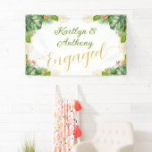 トロピカル婚約パーティウォーターカラーパームフローラ 横断幕 (インサイチュ)