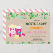 トロピカル屋外映画パーティー招待状 招待状 (正面/裏面)