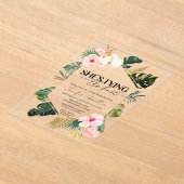 トロピカル彼女は結び目のブライダルシャワー アクリル招待状 (レイダウン)