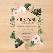 トロピカル彼女は結び目のブライダルシャワー アクリル招待状 (正面)
