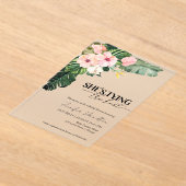 トロピカル彼女は結び目のブライダルシャワー アクリル招待状 (レイダウン)