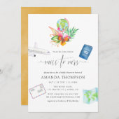 トロピカル恋しく思旅行からミセス・ブライダルシャワー 招待状 (正面/裏面)