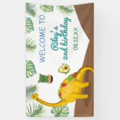 トロピカル恐竜タコス タコサウルス パーティー 誕生日 横断幕 (縦)