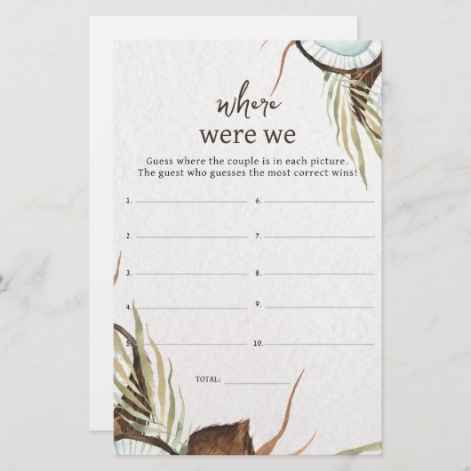 トロピカル我々はブライダルシャワーゲーム (正面/裏面)