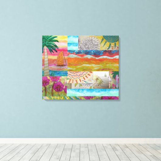 トロピカル抽象芸術の引き伸ばしキャンバス キャンバスプリント (インサイチュ (ウッドフロア))