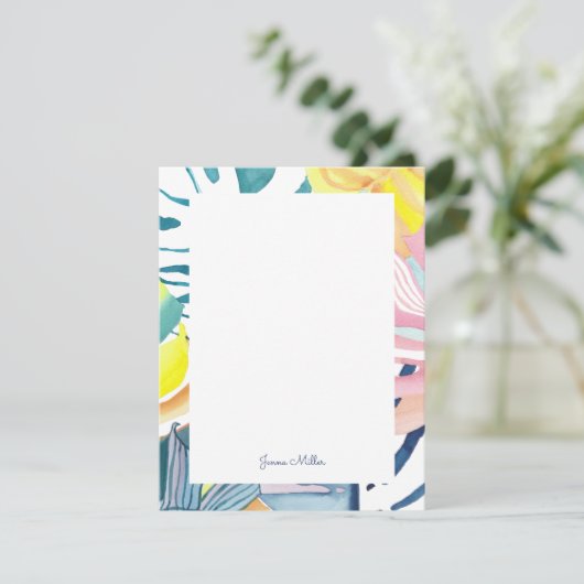 トロピカル抽象芸術パーソナライズされたアートフラットノートカード 招待状 (スタンド正面)