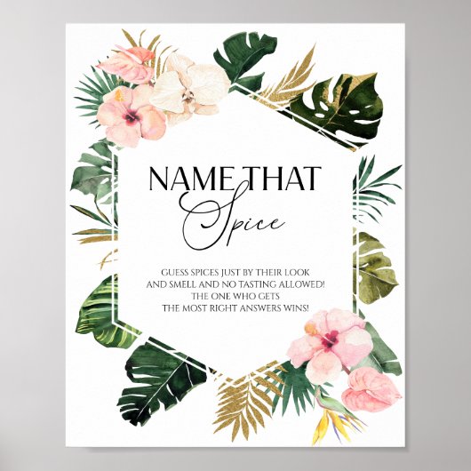 トロピカル推測ザスパイスブライダルシャワーゲームサイン ポスター (正面)