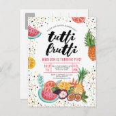 トロピカル数々のイエローカラートッティ果実 インビテーションポストカード (正面/裏面)