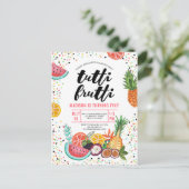 トロピカル数々のイエローカラートッティ果実 インビテーションポストカード (スタンド正面)