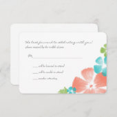 トロピカル数々のウォーターカラーフラワーウェディングRSVP 出欠カード (正面/裏面)