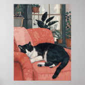 トロピカル昼寝:ジャングルホームの居心地の良い猫 ポスター (正面)