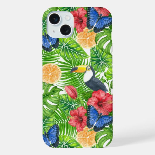 トロピカル柄 iPhoneケース (裏面)
