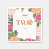 トロピカル柑橘系ベビー2歳の誕生日ウォーターカラー スタンダードカクテルナプキン (正面)