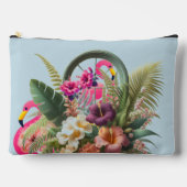 トロピカル気のあるそぶりをしたフラミンゴスガーデン アクセサリーポーチ (正面)