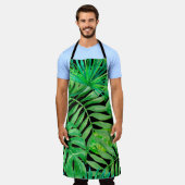 トロピカル水の色葉の：シームレスなエレガンス。 エプロン (着用した状態)