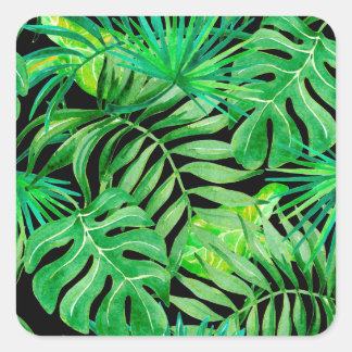 トロピカル水の色葉の：シームレスなエレガンス。 スクエアシール