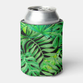 トロピカル水の色葉の：シームレスなエレガンス。 缶クーラー (缶正面)