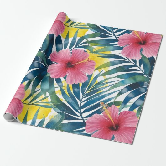 トロピカル水彩の爆発ギフトラップ ラッピングペーパー (アンロールド)