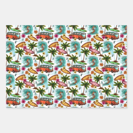 トロピカル海サマーサーファーKombi Van Adventure ラッピングペーパーシート (正面)