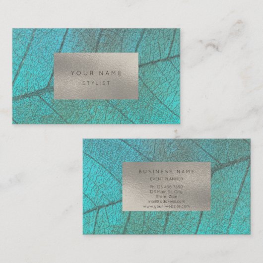 トロピカル海シルバーグレーホワイトフォイル 名刺 (正面/裏面)