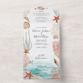 トロピカル海シーシェルアンドコーラルビーチ結婚式 オールインワン招待状 (内側)