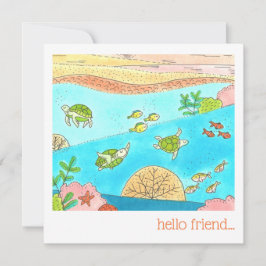 トロピカル海シータートルズハローフレンド ノートカード