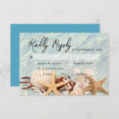 トロピカル海ビーチシーシェルRSVPカード 出欠カード (正面/裏面)