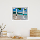 トロピカル海フェイクウィンドウビュー ポスター (キッチン)