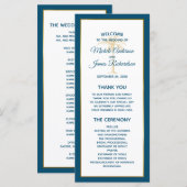 トロピカル海ブルー金ゴールドパームツリービーチ結婚式 プログラム (正面/裏面)