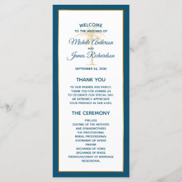 トロピカル海ブルー金ゴールドパームツリービーチ結婚式 プログラム