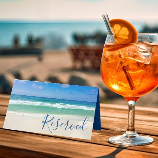 トロピカル海波写真ビーチ予約結婚の プレイスカード