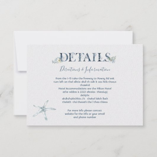 トロピカル海結婚の詳細情報カード 出欠カード (正面)